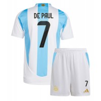 Argentinien Rodrigo De Paul #7 Fußballbekleidung Heimtrikot Kinder Copa America 2024 Kurzarm (+ kurze hosen)